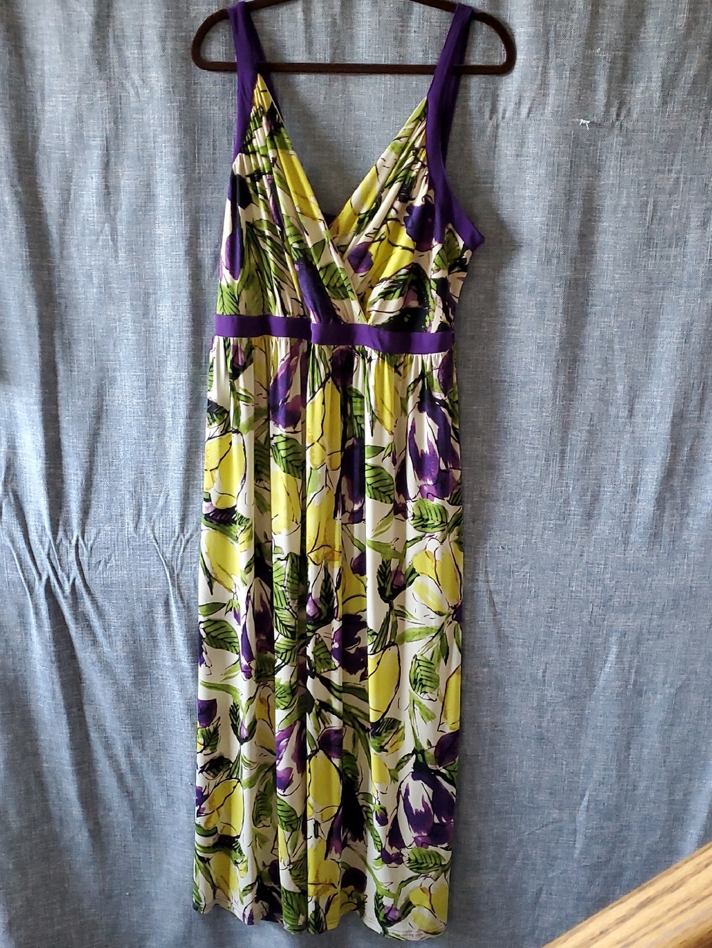 Lane Bryant Purple, Yellow & Green Floral Maxi Dress